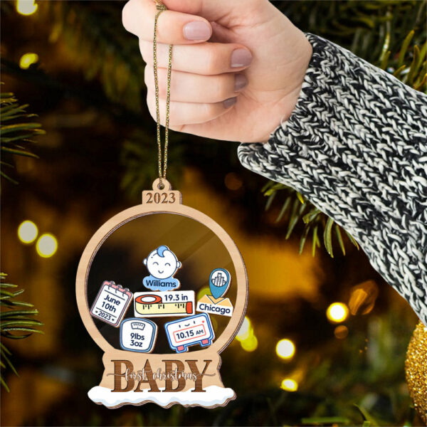 Baby First Christmas - Personalized 5 Layered Christmas Shaker Ornament - Image 5