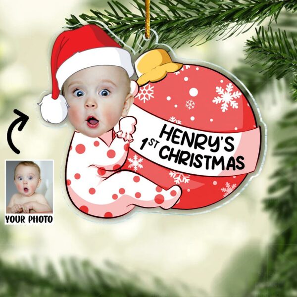 Baby First Christmas - Personalized Acrylic Photo Ornament - Image 6