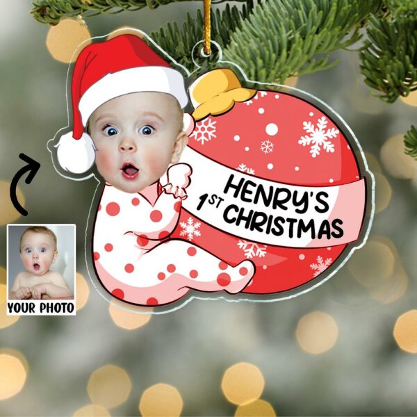 Baby First Christmas - Personalized Acrylic Photo Ornament - Image 3
