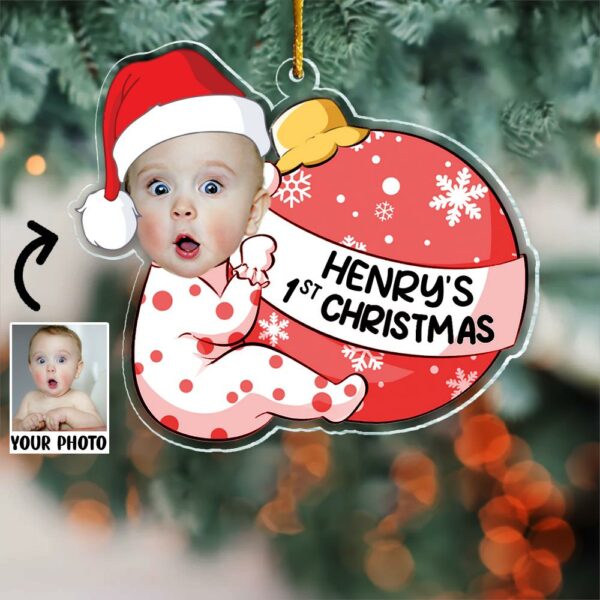 Baby First Christmas - Personalized Acrylic Photo Ornament - Image 2