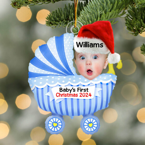 Baby First Christmas 2024 - Personalized Acrylic Photo Ornament - Image 3