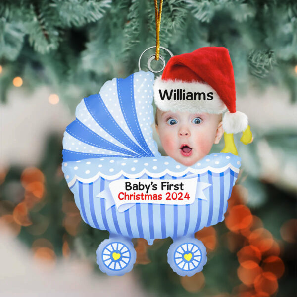 Baby First Christmas 2024 - Personalized Acrylic Photo Ornament - Image 2