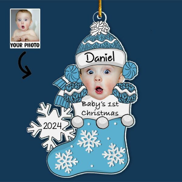 Baby First Christmas Customized Photo Baby Ornament - Personalized Acrylic Photo Ornament Gift for Newborn - Image 5
