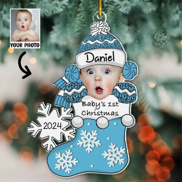 Baby First Christmas Customized Photo Baby Ornament - Personalized Acrylic Photo Ornament Gift for Newborn - Image 3