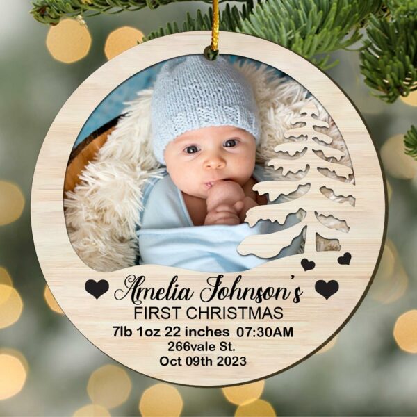 Baby First Christmas Ornament 2024, Personalized First Christmas Ornament, Custom Baby's First Crhistmas Ornament, New Baby Christmas Gift - Image 2