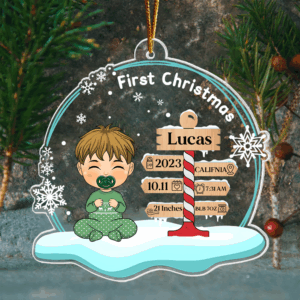 Baby's First Christmas Ornament 2024, Baby 1st Christmas Gift, Custom Baby Gift - Personalized Acrylic Ornament