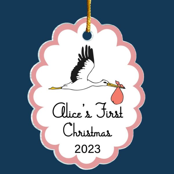 Baby's First Christmas Stork Custom Shape Acrylic Christmas Ornament - Image 4