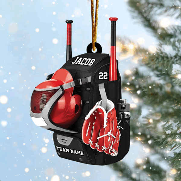 Baseball Bag Gift, Personalized Baseball Bag Car Hanging Ornament, Baseball Ornament, Custom Flat Acrylic Ornament, Christmas Ornament - Image 3