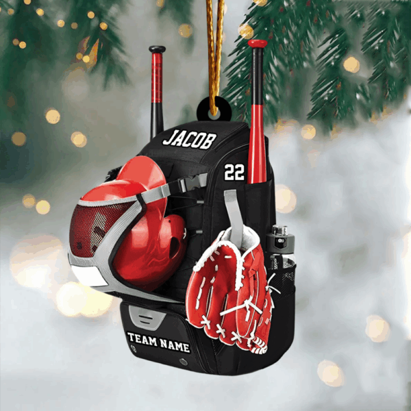Baseball Bag Gift, Personalized Baseball Bag Car Hanging Ornament, Baseball Ornament, Custom Flat Acrylic Ornament, Christmas Ornament