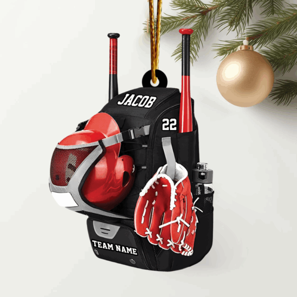 Baseball Bag Gift, Personalized Baseball Bag Car Hanging Ornament, Baseball Ornament, Custom Flat Acrylic Ornament, Christmas Ornament - Image 4