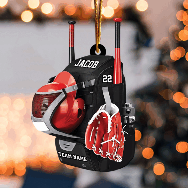 Baseball Bag Gift, Personalized Baseball Bag Car Hanging Ornament, Baseball Ornament, Custom Flat Acrylic Ornament, Christmas Ornament - Image 2