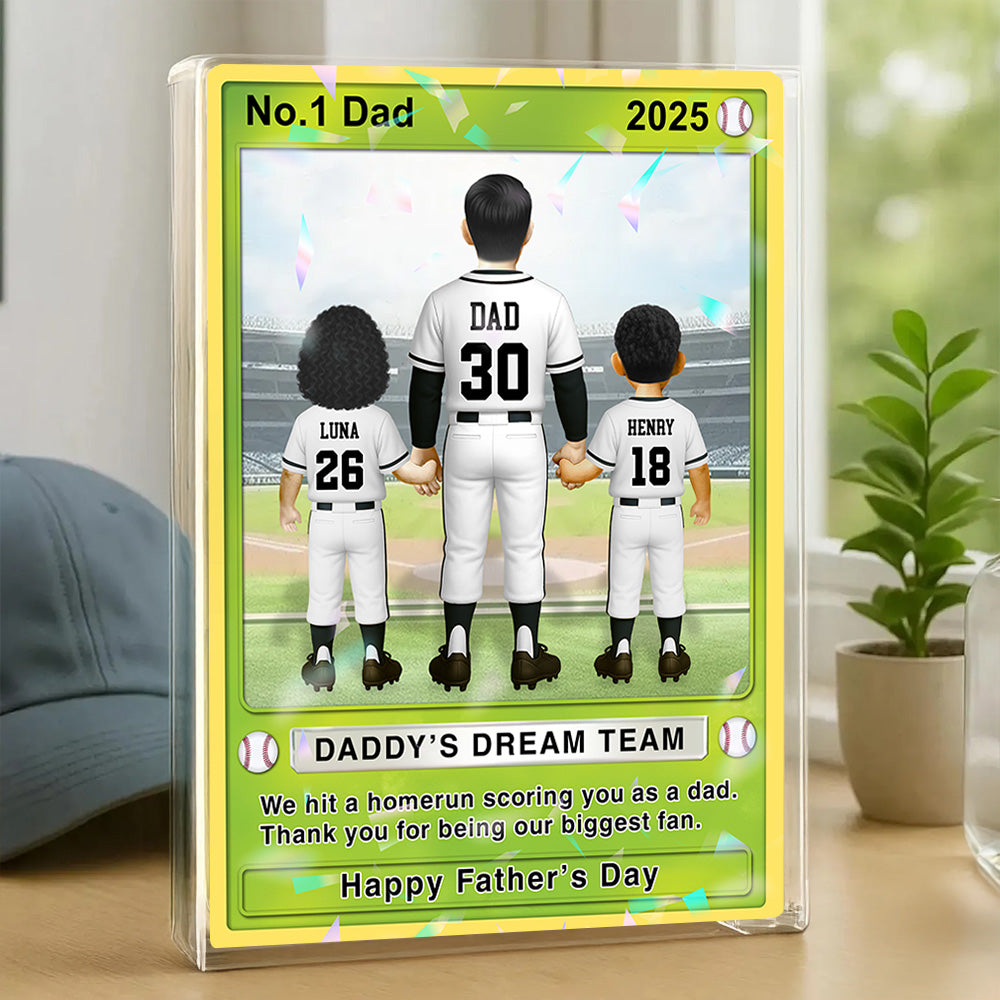 Baseball Dad - Personalized Acrylic Block Plaque For Baseball Dad Husband Grandpa NA04