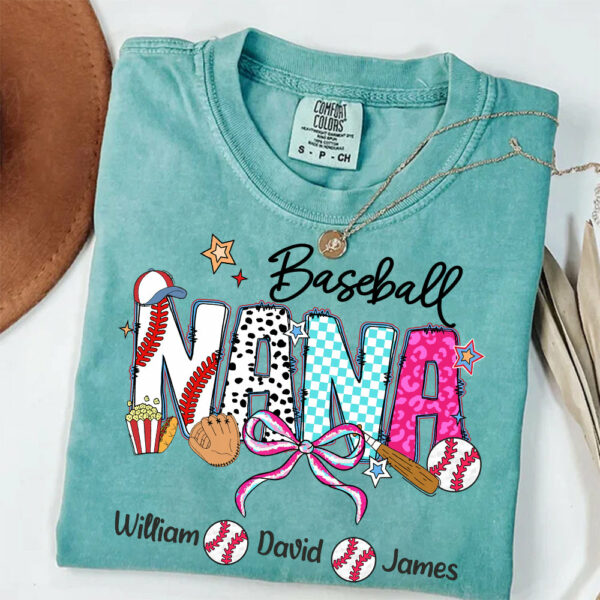 Baseball Grandma T-Shirt, Custom Grandma With Grandkids T1807