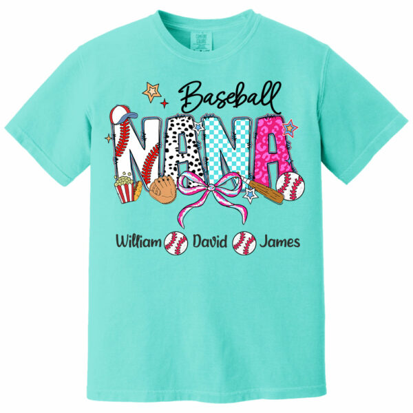 Baseball Grandma T-Shirt, Custom Grandma With Grandkids T1807 - Image 5