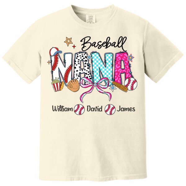 Baseball Grandma T-Shirt, Custom Grandma With Grandkids T1807 - Image 7