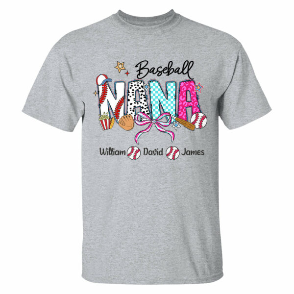 Baseball Grandma T-Shirt, Custom Grandma With Grandkids T1807 - Image 13