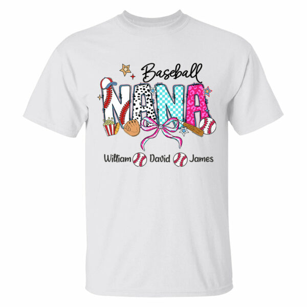 Baseball Grandma T-Shirt, Custom Grandma With Grandkids T1807 - Image 11