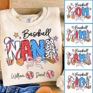 Baseball Mama - Personalized Shirt Gift For Grandma