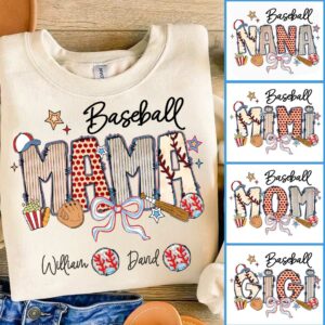 Baseball Mama - Personalized Shirt Gift For Grandma Vr2