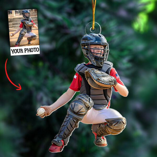 Baseball Ornament - Personalized Custom Photo Mica Ornament - Christmas Gift For Sport Lover - Image 3
