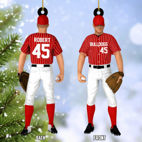 Baseball Player Acrylic Christmas Ornament Custom Name Number Baseball Team Gift H2511 - Image 3