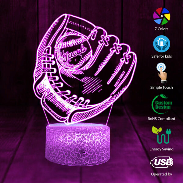 Baseball Player Led Light, Led Color Changing Night Light For Baseball Lovers K1702 - Image 4