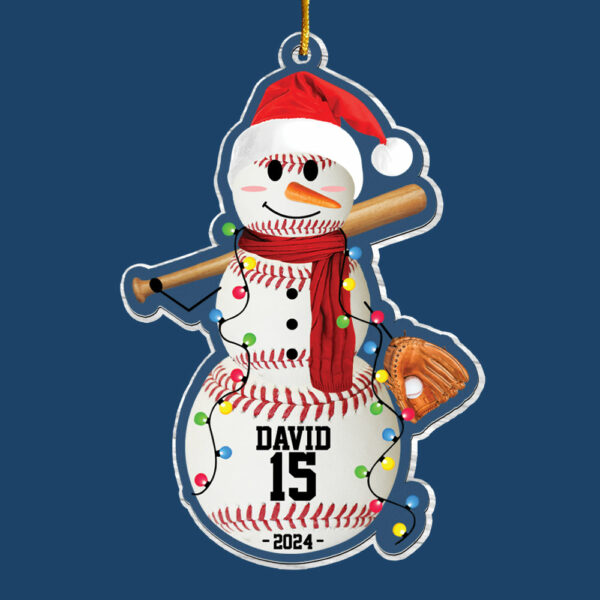 Baseball Snowman - Gifts For Players, Team, Boys - Personalized Acrylic Ornament - Image 4