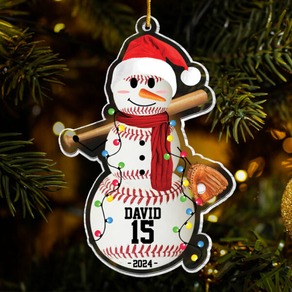 Baseball Snowman - Gifts For Players, Team, Boys - Personalized Acrylic Ornament - Image 6