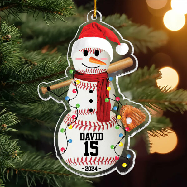 Baseball Snowman - Gifts For Players, Team, Boys - Personalized Acrylic Ornament - Image 5