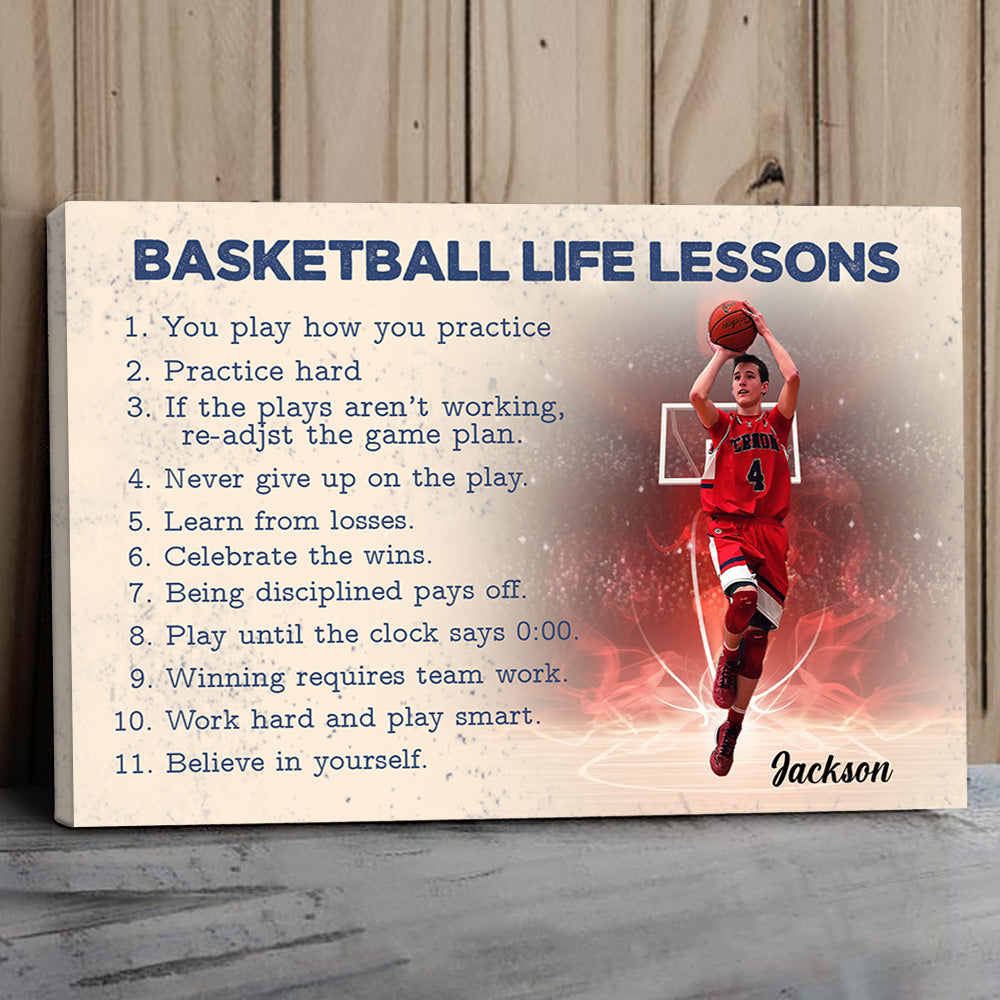 Basketball Life Lessons - Personalized Photo Player Poster, Canvas