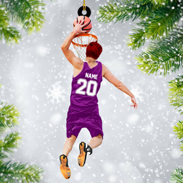 Basketball Player Jumping Dunking Personalized Ornament Gift For Basketball Lovers, Custom Christmas Gifts For Basketball Player H2511 - Image 2