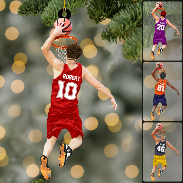 Basketball Player Jumping Dunking Personalized Ornament Gift For Basketball Lovers, Custom Christmas Gifts For Basketball Player H2511