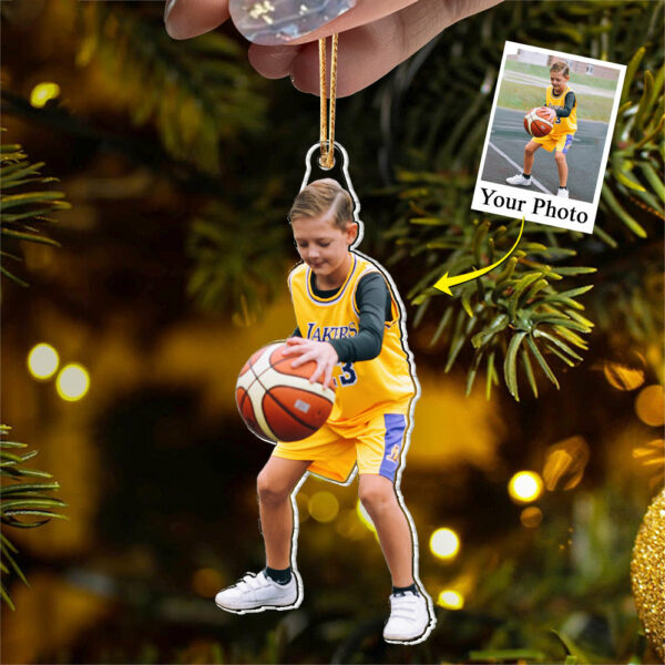 Basketball Player Son & Daughter Custom Photo Acrylic Ornament For Basketball Lovers - Image 2