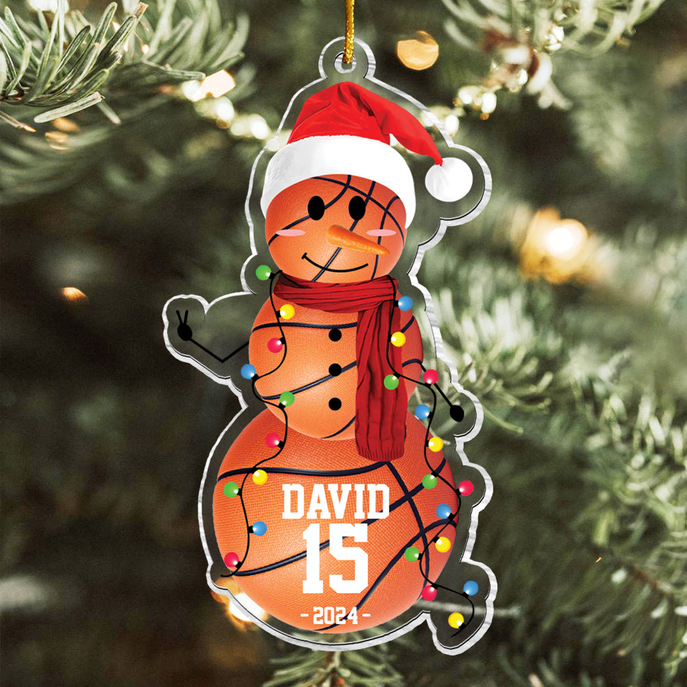 Basketball Snowman - Gifts For Players, Team, Boys - Personalized Acrylic Ornament