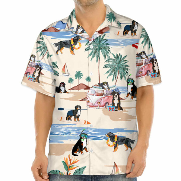 Bernese Mountain Summer Beach Hawaiian Shirt - Image 3