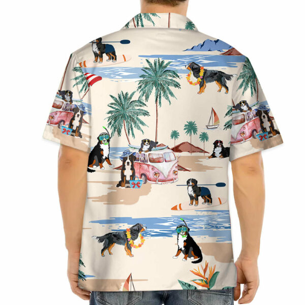 Bernese Mountain Summer Beach Hawaiian Shirt - Image 4
