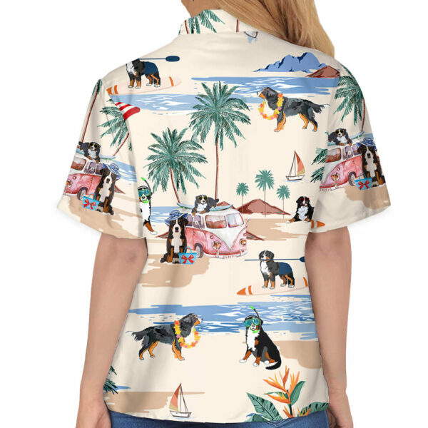 Bernese Mountain Summer Beach Hawaiian Shirt - Image 6