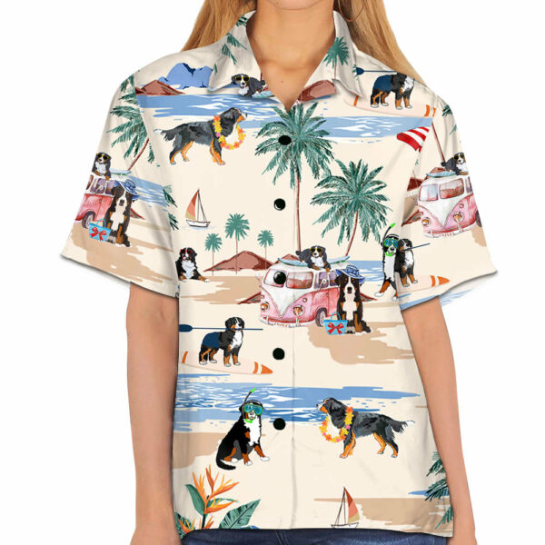 Bernese Mountain Summer Beach Hawaiian Shirt - Image 5