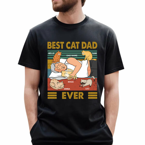 Best Cat Dad Ever Personalized Shirt - Image 3