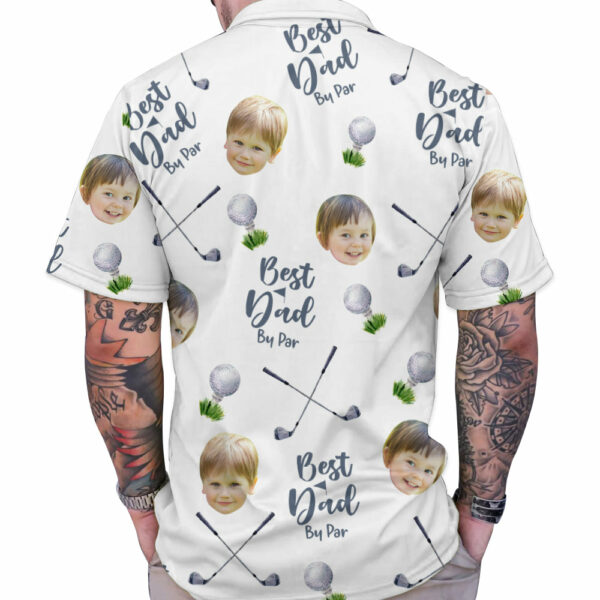 Best Dad By Par - Personalized Hawaiian Shirt with Face, Customized Hawaiian for Golfer, Great Gift for Dad, Father, Golf Gift for Men, Golf Shirt - Image 3