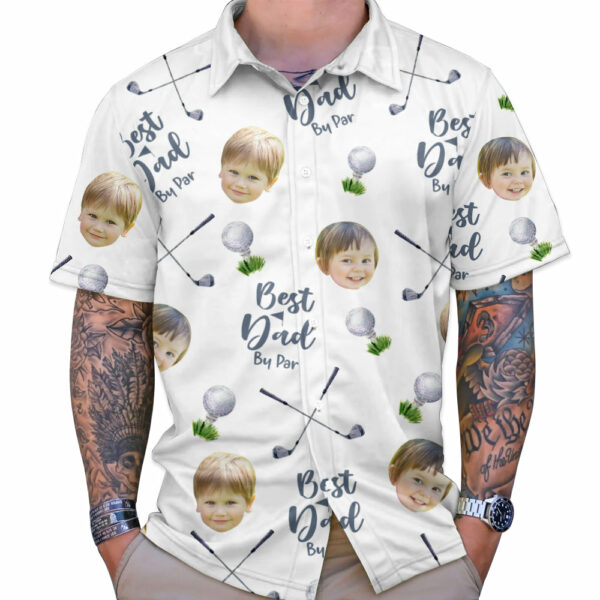 Best Dad By Par - Personalized Hawaiian Shirt with Face, Customized Hawaiian for Golfer, Great Gift for Dad, Father, Golf Gift for Men, Golf Shirt - Image 5