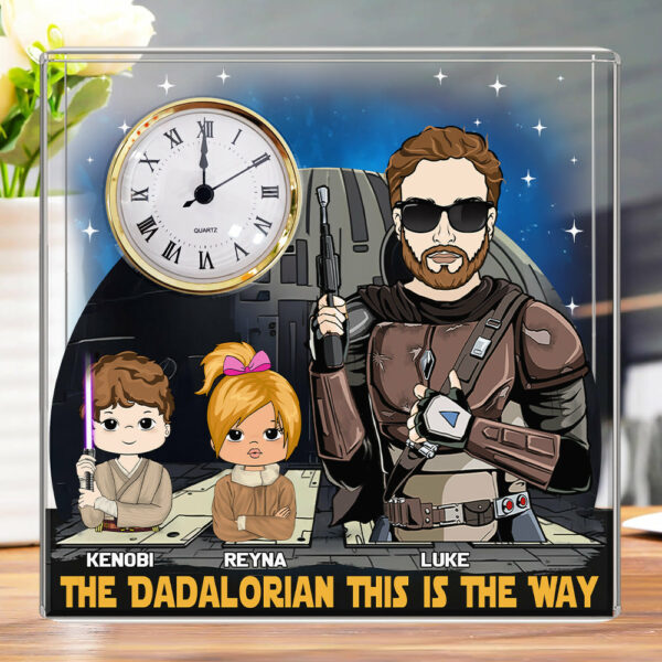 Best Dad Ever - Personalized Acrylic Desk Clock Plaque Gift For Dad