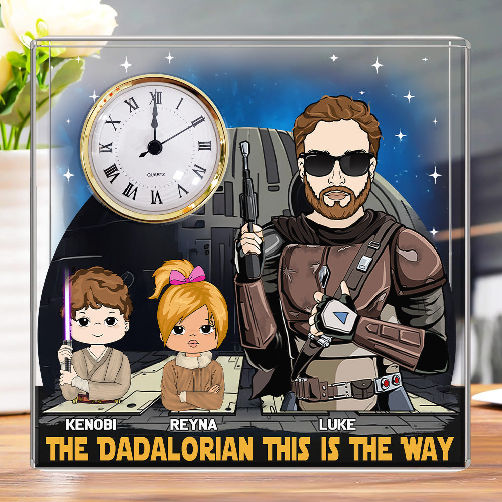 Best Dad Ever - Personalized Acrylic Desk Clock Plaque Gift For Dad