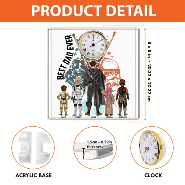 Best Dad Ever - Personalized Acrylic Desk Clock Plaque Gift For Dad Vr2 - Image 5