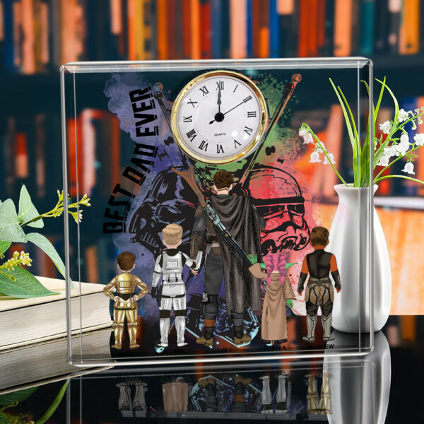 Best Dad Ever - Personalized Acrylic Desk Clock Plaque Gift For Dad Vr2 - Image 3