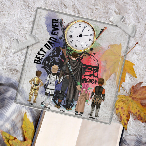 Best Dad Ever - Personalized Acrylic Desk Clock Plaque Gift For Dad Vr2 - Image 2
