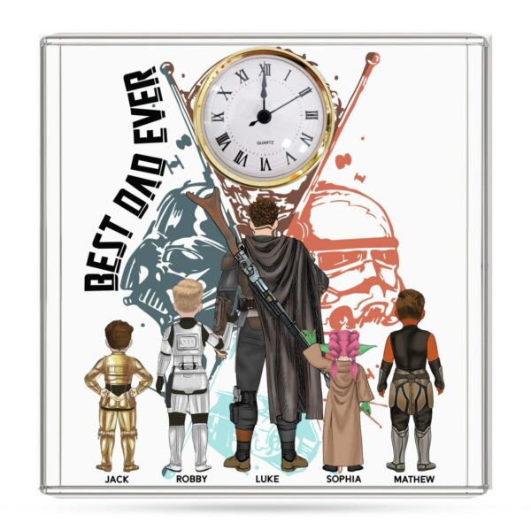 Best Dad Ever - Personalized Acrylic Desk Clock Plaque Gift For Dad Vr2 - Image 4