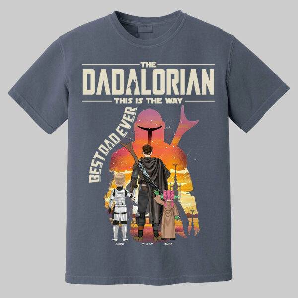 Best Dad Ever - The Dadalorian Personalized Shirt Gift For Dad - Custom Father's Day Gift 2025 - Image 3