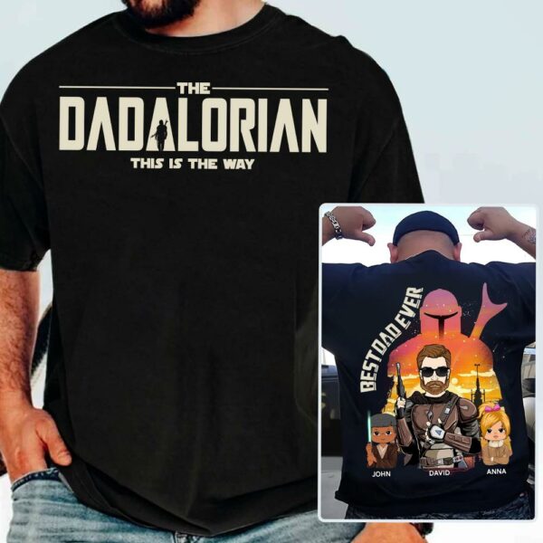 Best Dad Ever - The Dadalorian Personalized Shirt Gift For Dad - Custom Father's Day Gift Ver 2 - Image 3
