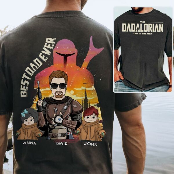 Best Dad Ever - The Dadalorian Personalized Shirt Gift For Dad - Custom Father's Day Gift Ver 2 - Image 2